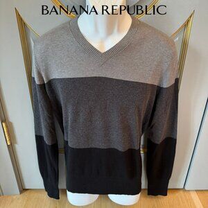 Banana Republic Luxury Blend Color Block V-Neck Sweater Size M
